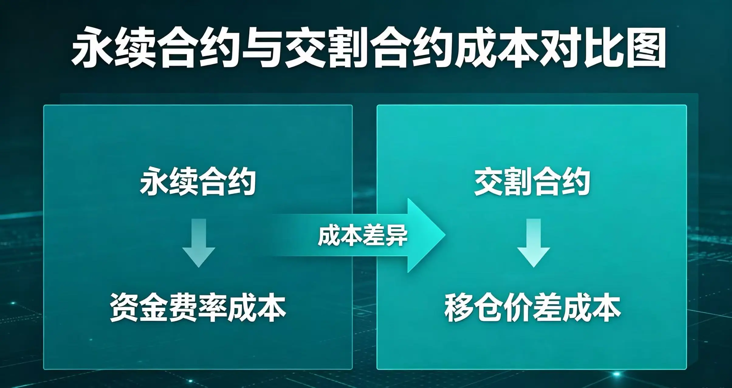 永续合约和交割合约成本对比，标注资金费率和移仓价差成本