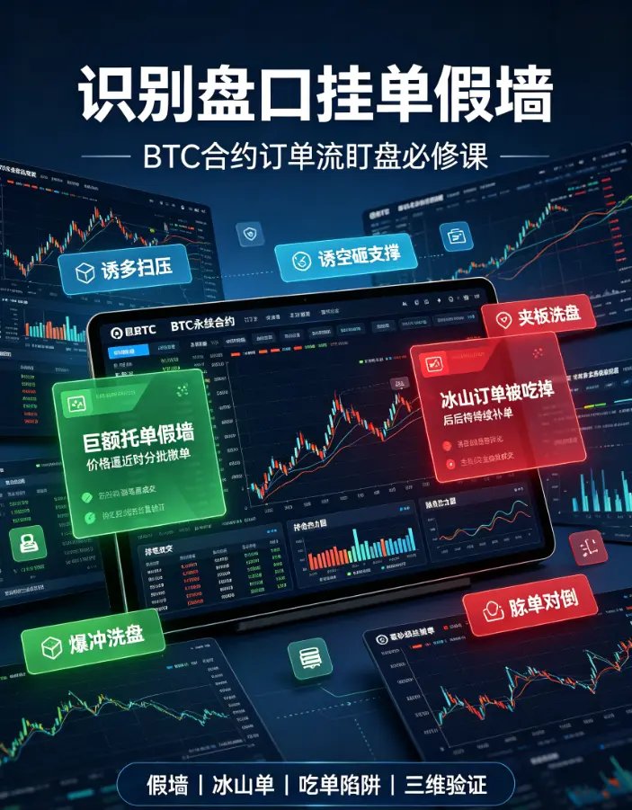 盯盘必修课：识别 BTC 合约盘口的 “挂单假墙” 与吃单陷阱