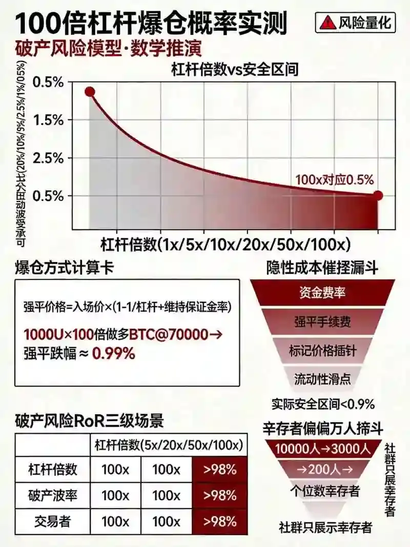 100倍杠杆是真的能让你暴富吗？用数学算一下爆仓概率，答案可能让你清醒